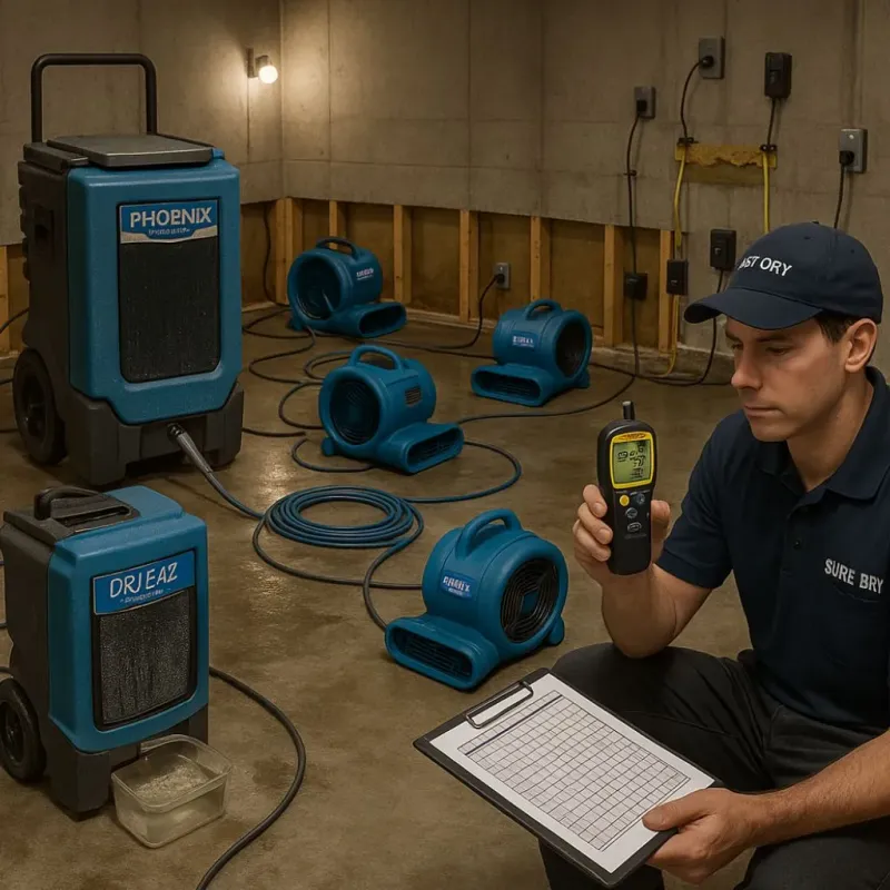 Structural Drying and Dehumidification process in Abita Springs, LA